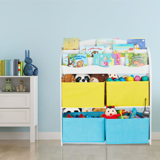 Relaxdays Sistem De Depozitare Jucării Din Țesătură Albastră 98x82.5x30cm