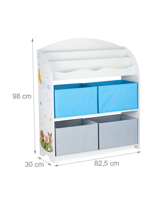 Relaxdays Система за Съхранение на Играчки от Текстил Син 98x82.5x30см