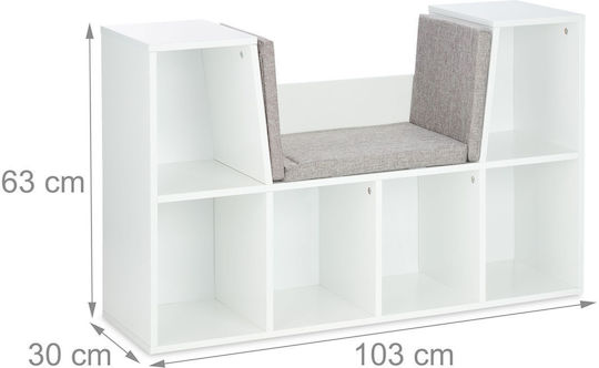 Bibliotecă de Pardoseală din Lemn Albă 103x30x63cm