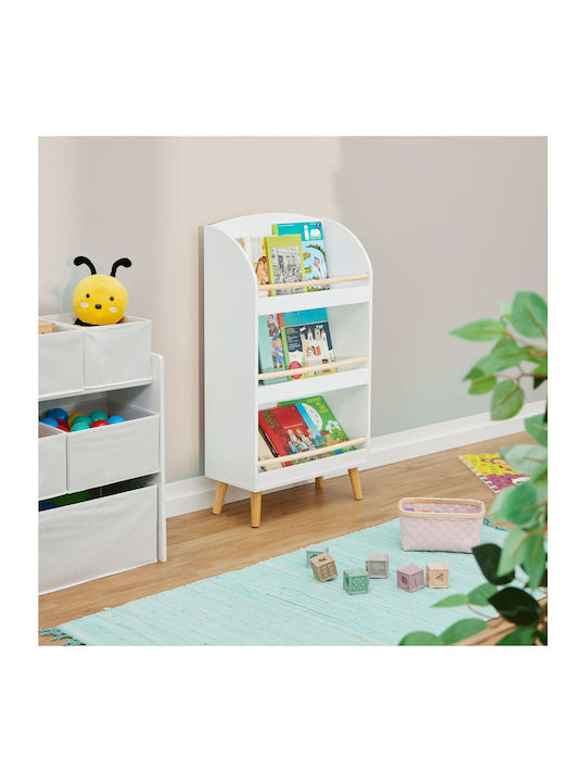 Bibliotecă de Pardoseală din Lemn Albă 50x24x95.5cm