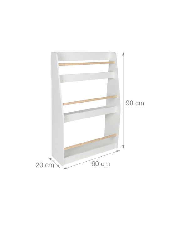Holz Boden Bücherregal Weiß 60x20x90cm
