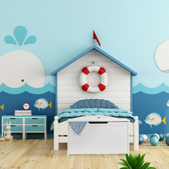 Relaxdays Children's Storage Box Made of White Fabric 45x80x40cm