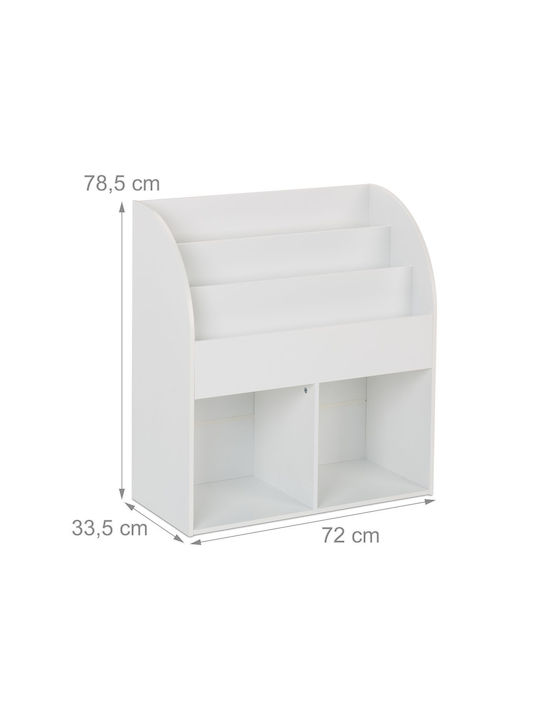 Bibliotecă de Pardoseală din Lemn Albă 72x33.5x78.5cm
