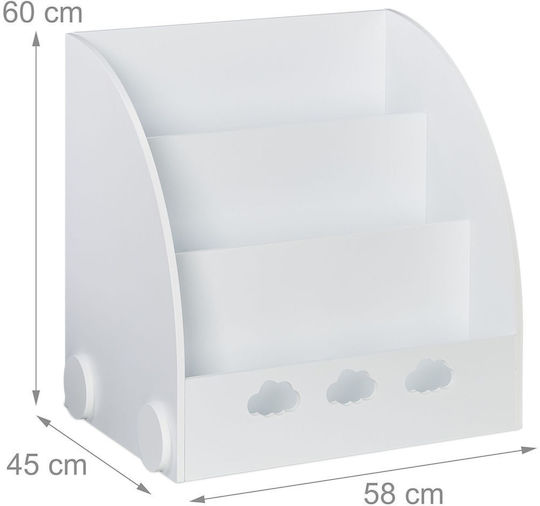 Bibliotecă de Pardoseală din Lemn Albă 60x58x45cm