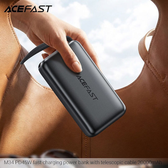 Acefast M34 Power Bank 20000mAh 45W με Θύρα USB-A και Θύρα USB-C Power Delivery / Quick Charge 2.0 / Quick Charge 3.0 Γκρι