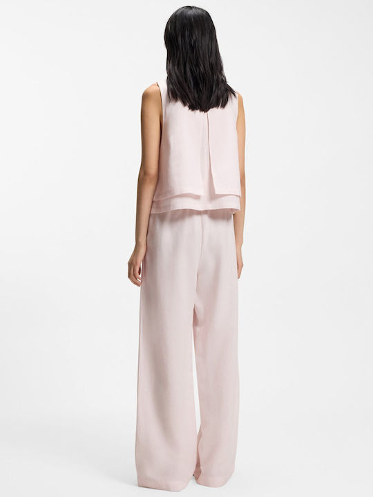 Boss Damen Stoffhose Gerade Rosa