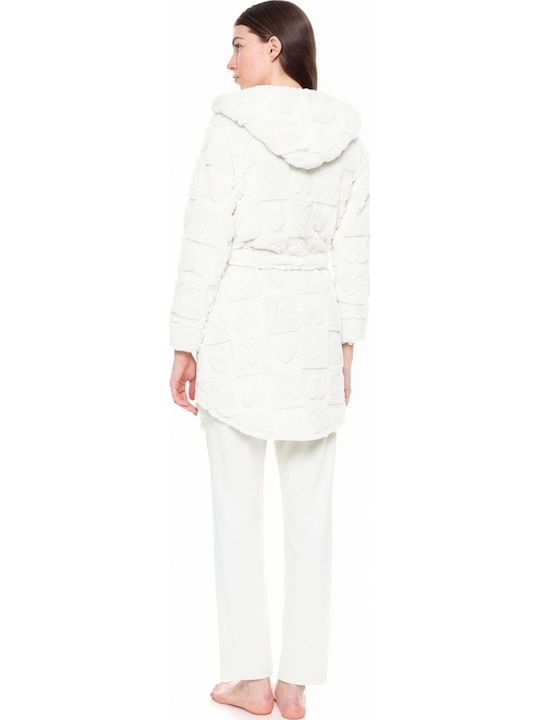 Pink Label Winter Women's Fleece Robe White