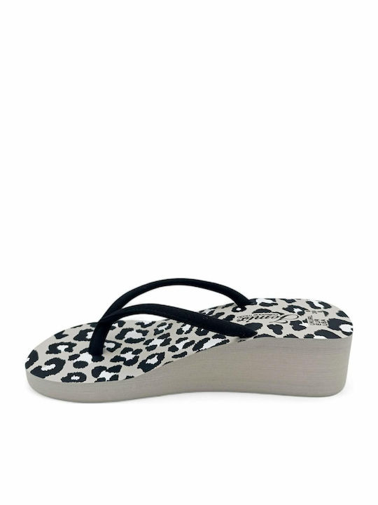 Flip Flops With Platform Grey Leopard