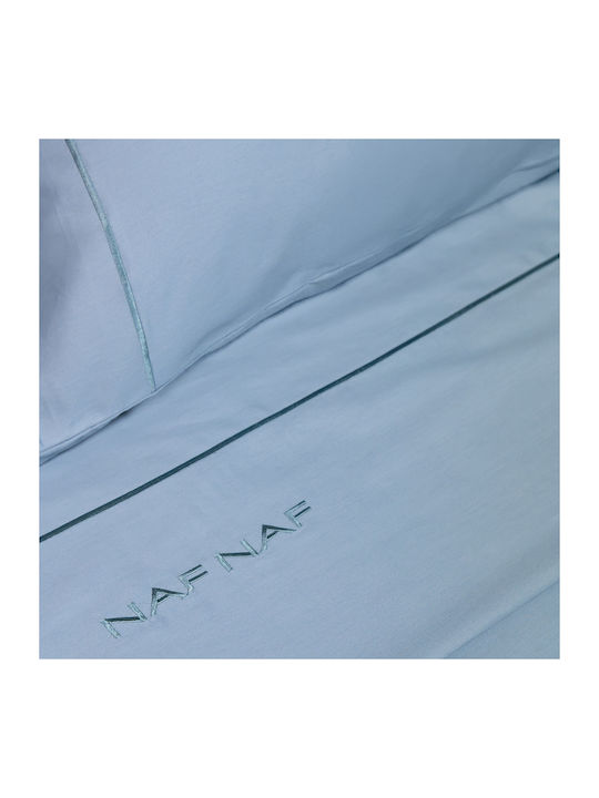 Naf Naf Unique Single Bed Sheets Set 170x270cm Unique Blue (3 Pieces)