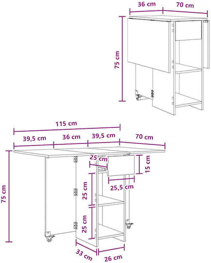 vidaXL Esszimmer- und Küchentisch Aus Holz Braun 115x70x75cm