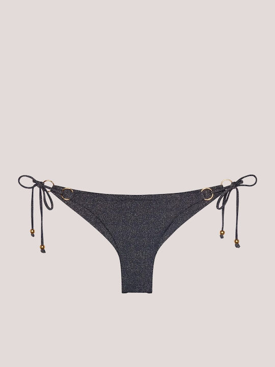 Summer Bikini Slip with Laces Black Gold