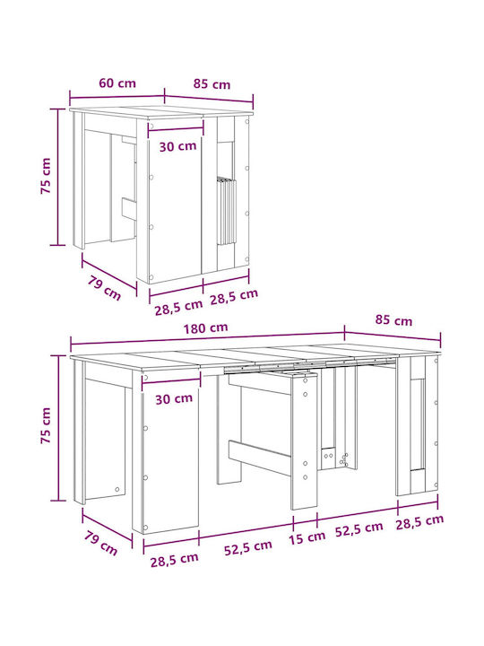 Masa Extensibilă de Dining din Lemn Prelucrat 180(+60)x85x75 cm