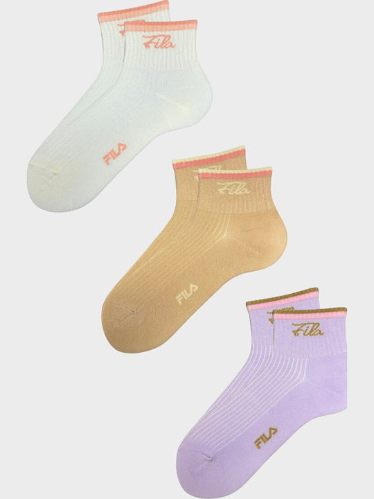 FILA Kids' Socks White/Beige/Lilac 3 Pairs