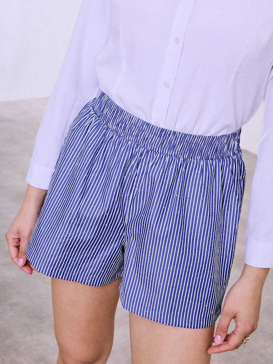 Celestino Women's Shorts Strass Stripes Loose Fit Blue
