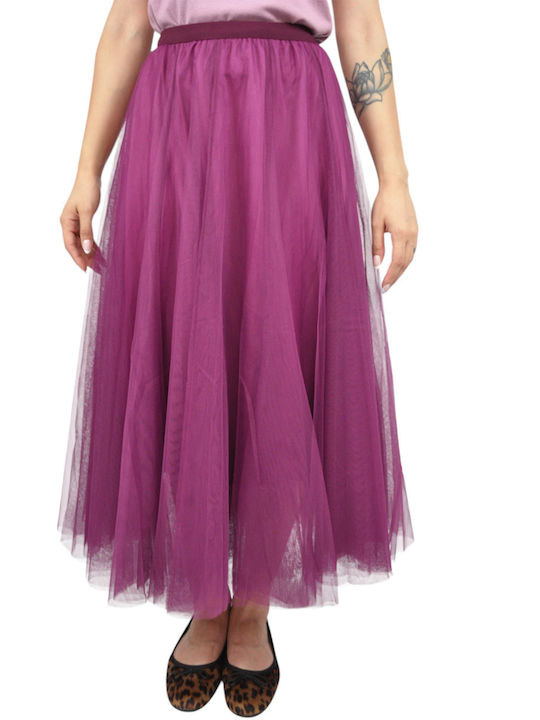 High Waist Maxi Skirt with Purple Tulle