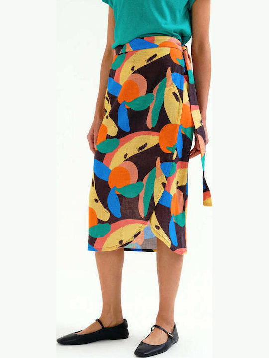 High Waist Midi Envelope Skirt Multicolour