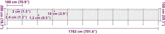 vidaXL Garden Top Metallic Fence Panel in Black Color