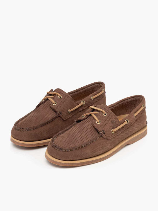 Leather Men's Boat Shoes in Brown Colour