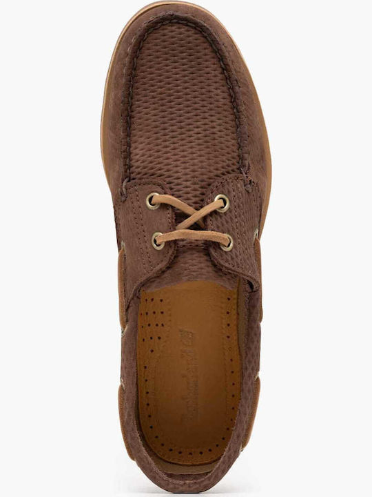 Leather Men's Boat Shoes in Brown Colour