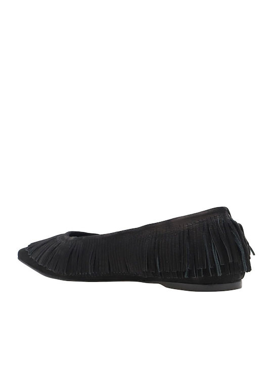 Suede Women's Ballerina Shoes in Black Colour
