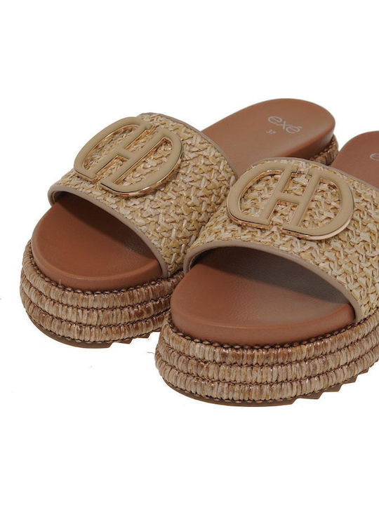 Flatforms Beigen Damen Sandalen