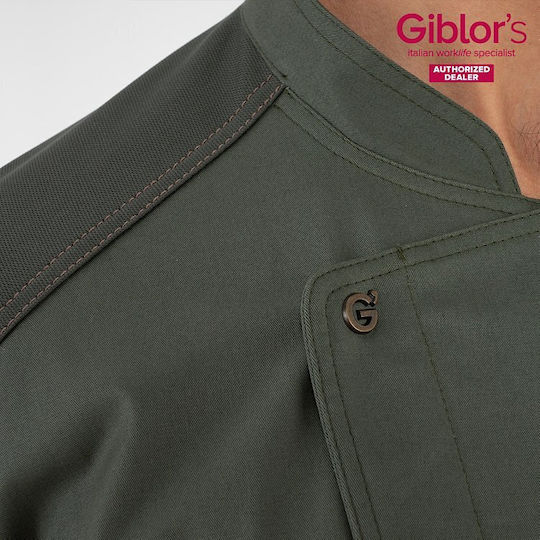 Giblor's Σακάκι Σεφ 100% Βαμβάκι Χακί με Κοντό Μανίκι
