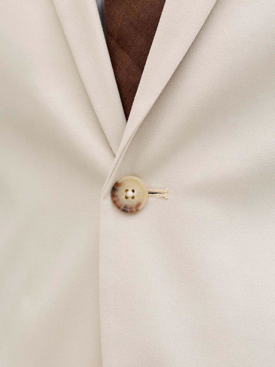 Men’s Suit Jacket with Slim Fit Beige