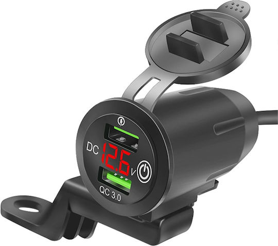 Încărcător Motocicletă Pa4648k Usb Qc3.0 Ecran Tensiune și Capac Rezistent la Apă