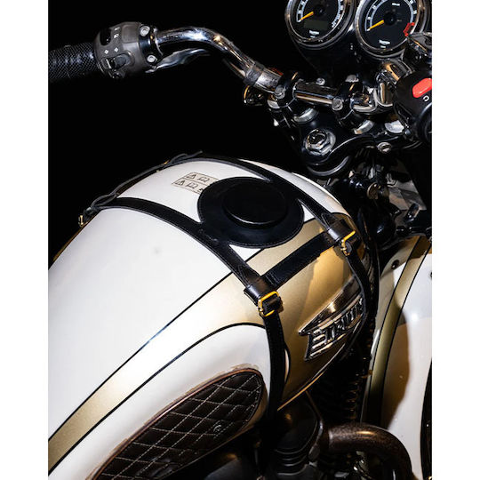 Tripmachine Leather Motorcycle Tank Straps Side Mount Triumph Bonneville Black Tank Strap Right Side Fuel Inlet Black