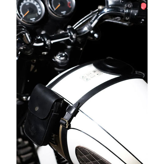 Tripmachine Leather Motorcycle Tank Straps Side Mount Triumph Bonneville Black Tank Strap Right Side Fuel Inlet Black