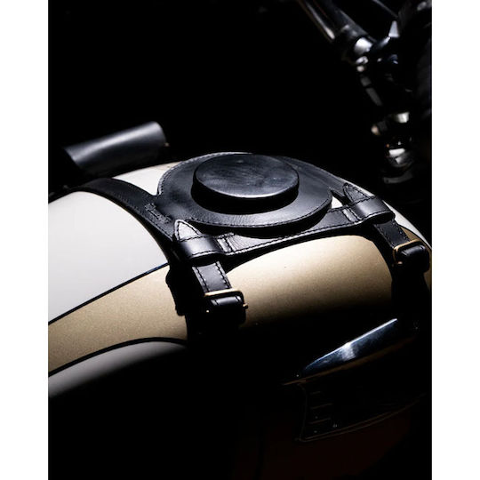 Tripmachine Leather Motorcycle Tank Straps Side Mount Triumph Bonneville Black Tank Strap Right Side Fuel Inlet Black