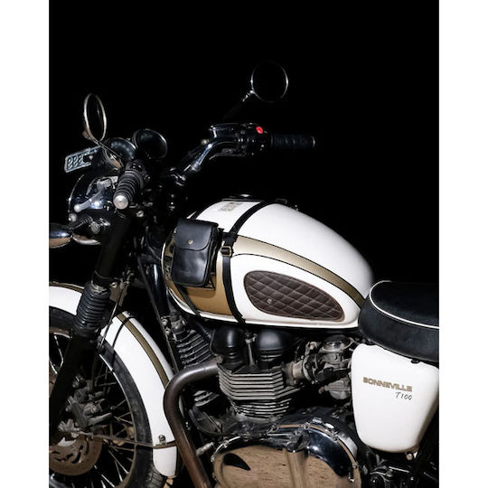 Tripmachine Leather Motorcycle Tank Straps Side Mount Triumph Bonneville Black Tank Strap Right Side Fuel Inlet Black