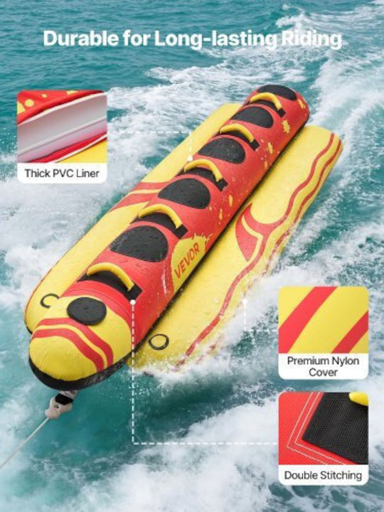 Vevor Towable Tubes Boating 5 Riders Inflatable Boat Tubes Towables 385 Kg Capacity Water Sport Tube Boat To Pull Full Nylon Cover Padded Grip Handles & Safety Valve