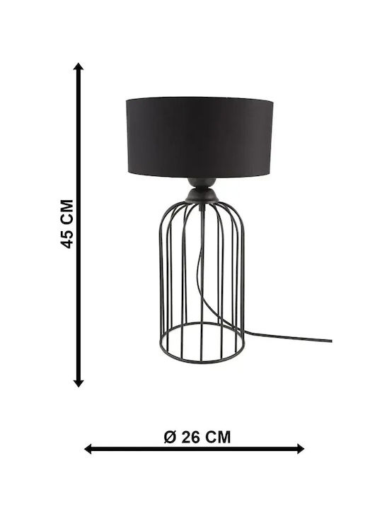 Stewehome Μαύρη Επιτραπέζια Λάμπα Μαύρο Καπέλο 45x26 Cm