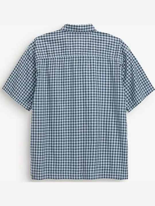 Short Sleeve Cotton Checked Shirt Dawn Mist/paris