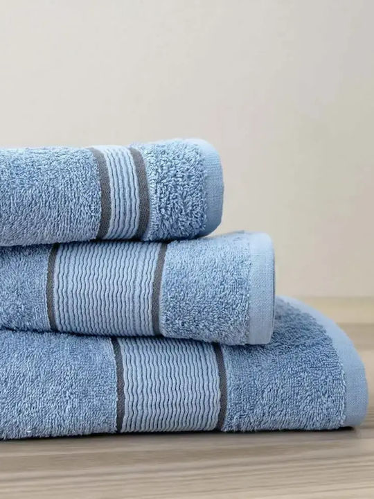 Nima Σετ Πετσέτες Μπάνιου 3τμχ Elyon Aegean Blue Βάρους 460gr/m²