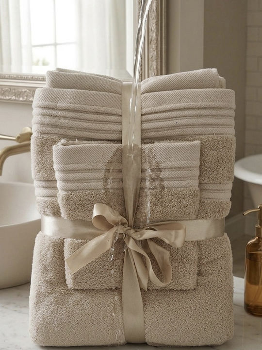 Cosy All Seasons Set Of 3 Bath Towels Beige Weight 500gr/m²