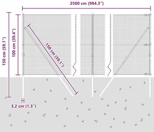 vidaXL Plasă de Sârmă Set Gri 1x25m
