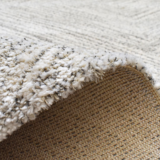 Shaggy Geometric Χαλί Ορθογώνιο Cream Grey 110x300cm