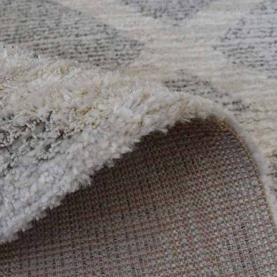 Shaggy Geometric Rug Rectangular Cream Grey 120x170cm