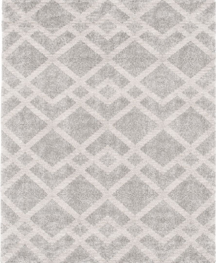 Shaggy Geometric Rug Rectangular Cream Grey 120x170cm