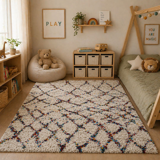 Shaggy Noelia Rug Rectangular Cream-Multi 120x150cm