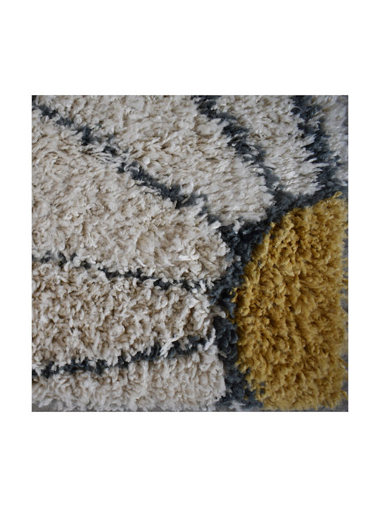 Noelia Geometric Living Room Rug Rectangular Shaggy Cream-Multi 130x180cm