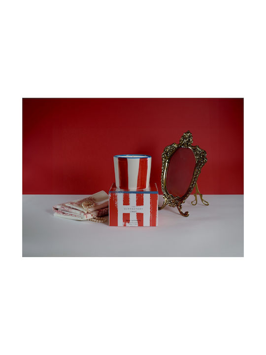 Marie Antoinette Striped Herbal Aromatic Candle 320gr Handmade Olphactory Container