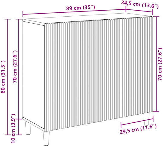 Буфет Дървен Черен 89x34.5x80см