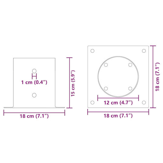 vidaXL Post Support for Garden Fence Made of Metal 18x18x15cm 4 Pieces