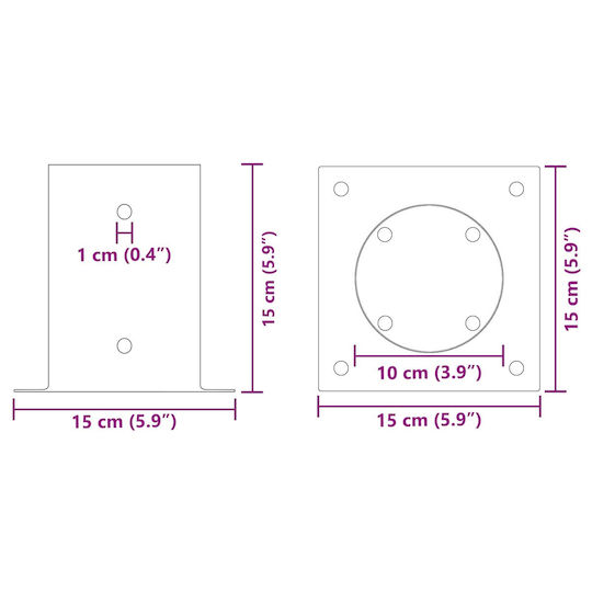 vidaXL Post Support for Garden Fence Made of Metal 15x15x15cm 12 Pieces