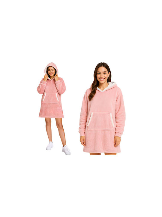 Ruhhy Velvet Blanket with Sleeves 80x80cm Pink