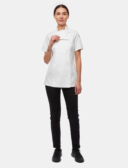 strongAnt Μπλούζα Σεφ Βαμβακερή Γυναικεία Λευκή με Κοντό Μανίκι Stretch