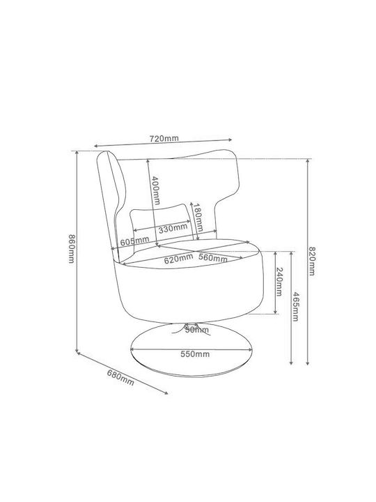 Canvas Swivel Armchair Yellow 72x68x86cm